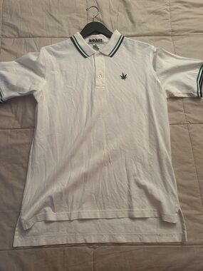 BOAST White Polo with Green-Trim Collar